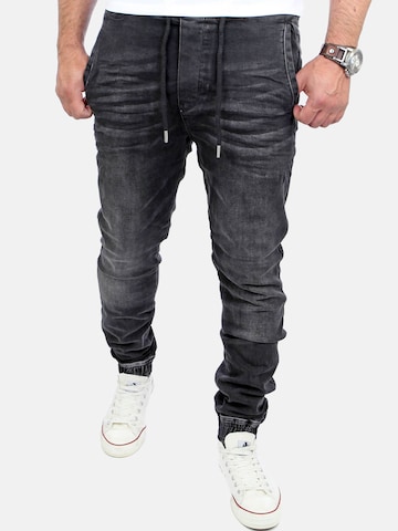 Reslad Tapered Jeans 'Jeans Denim Jogginghose' in Schwarz: Vorderseite