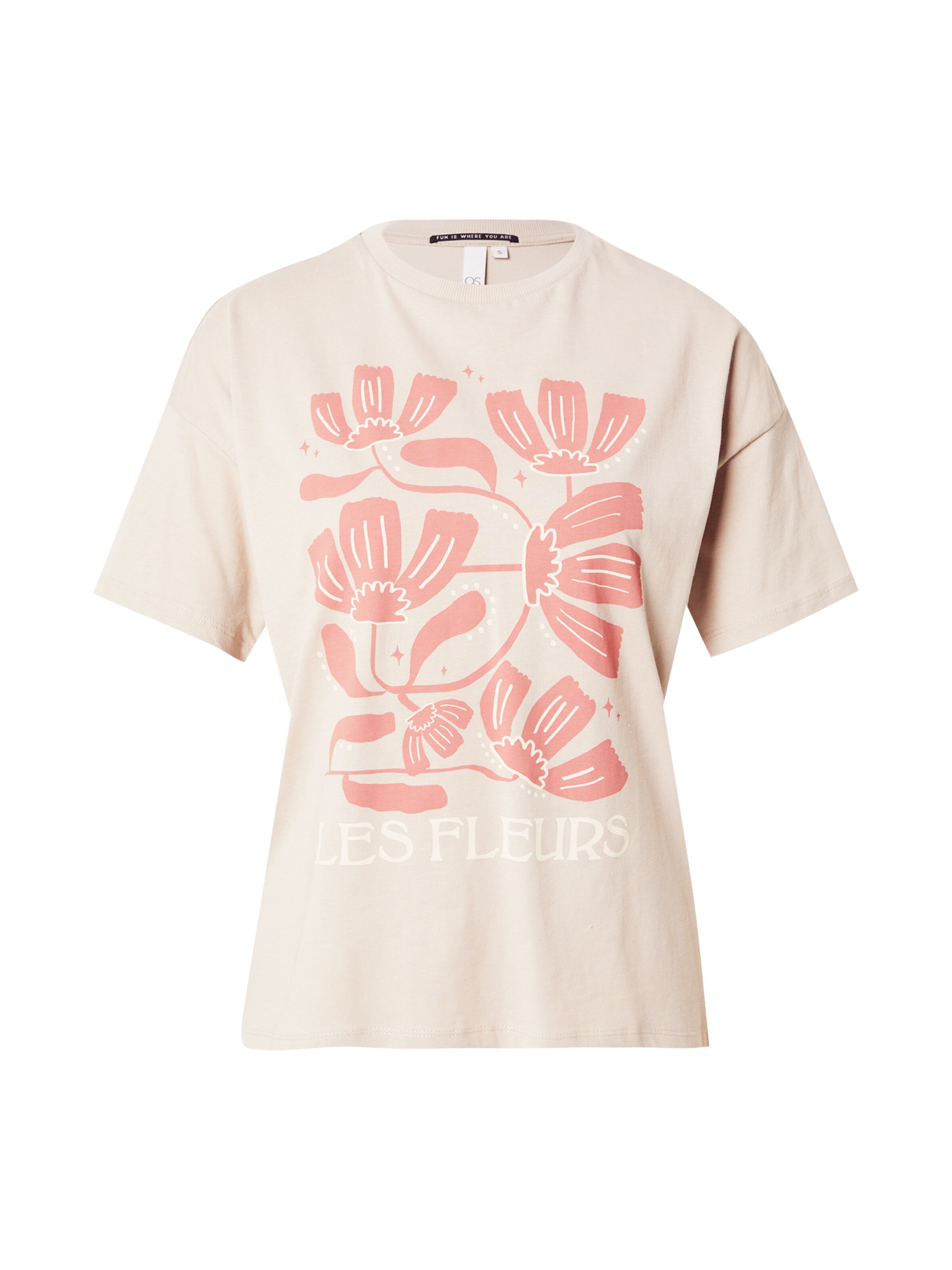 QS Shirt in Beige: voorkant