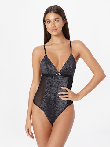 HUGO Red Bodysuit 'Lurex' in Black: front