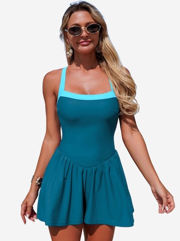 Magicshe Bustier Badeanzug 'Badeanzug mit Taschen'‌ in Blau: Vorderseite
