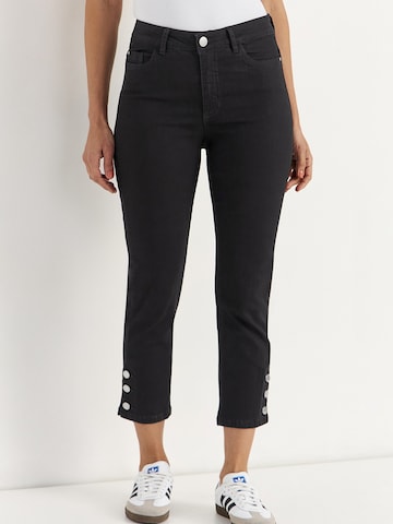 Cellbes of Sweden Slimfit Cropped Jeans mit Fünf-Taschen-Design in Schwarz: Vorderseite