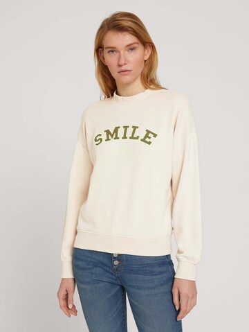 TOM TAILOR DENIM Sweatshirt in Beige: front