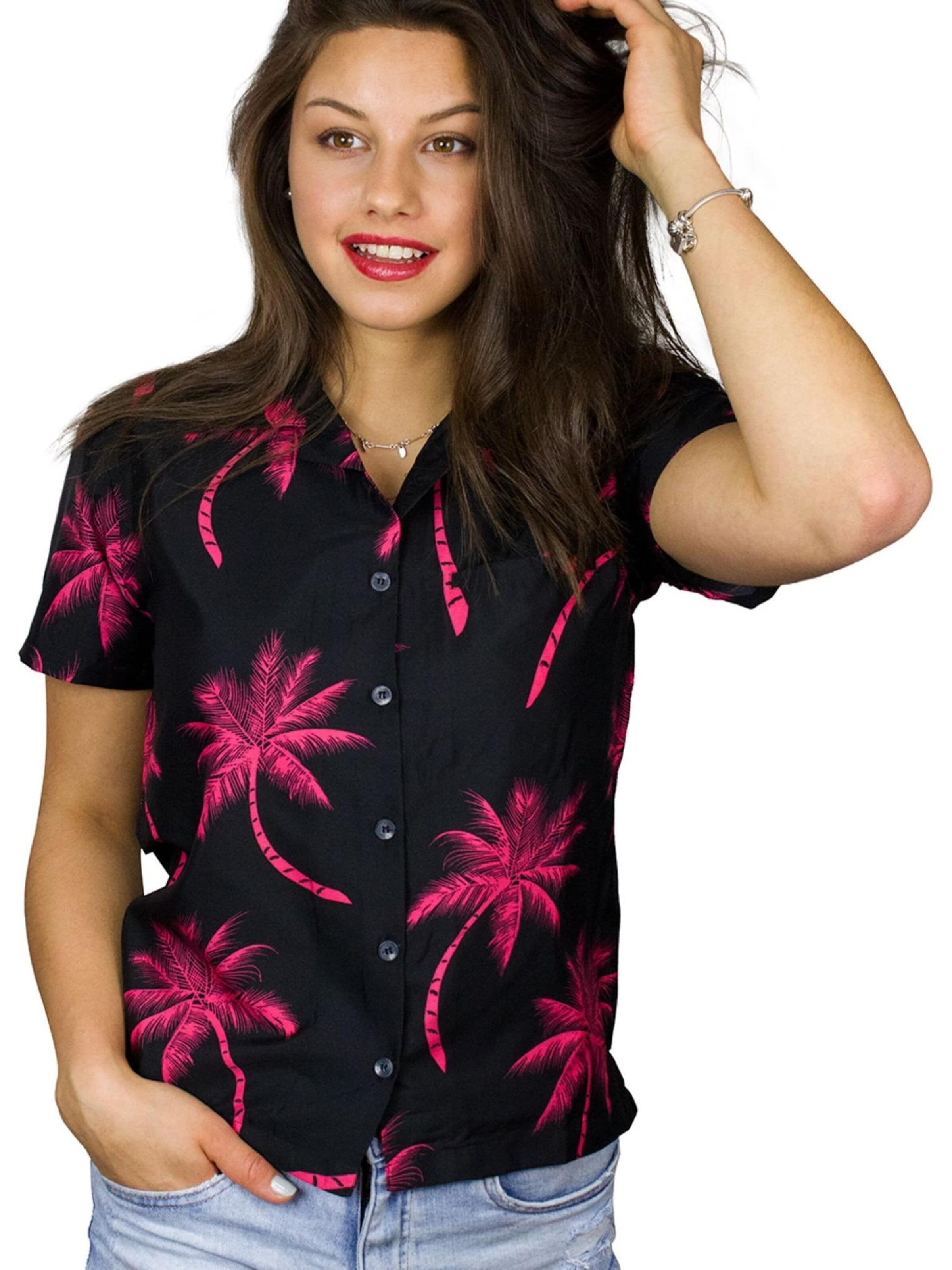 Camicia da donna 'Palmshadow' di King Kameha in rosso