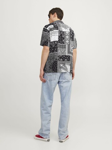 JACK & JONES Comfort fit Button Up Shirt 'Hawaii' in Black