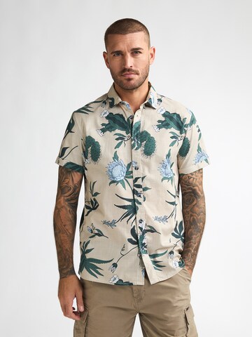 Petrol Industries Regular fit Button Up Shirt 'Pulsar' in Beige: front