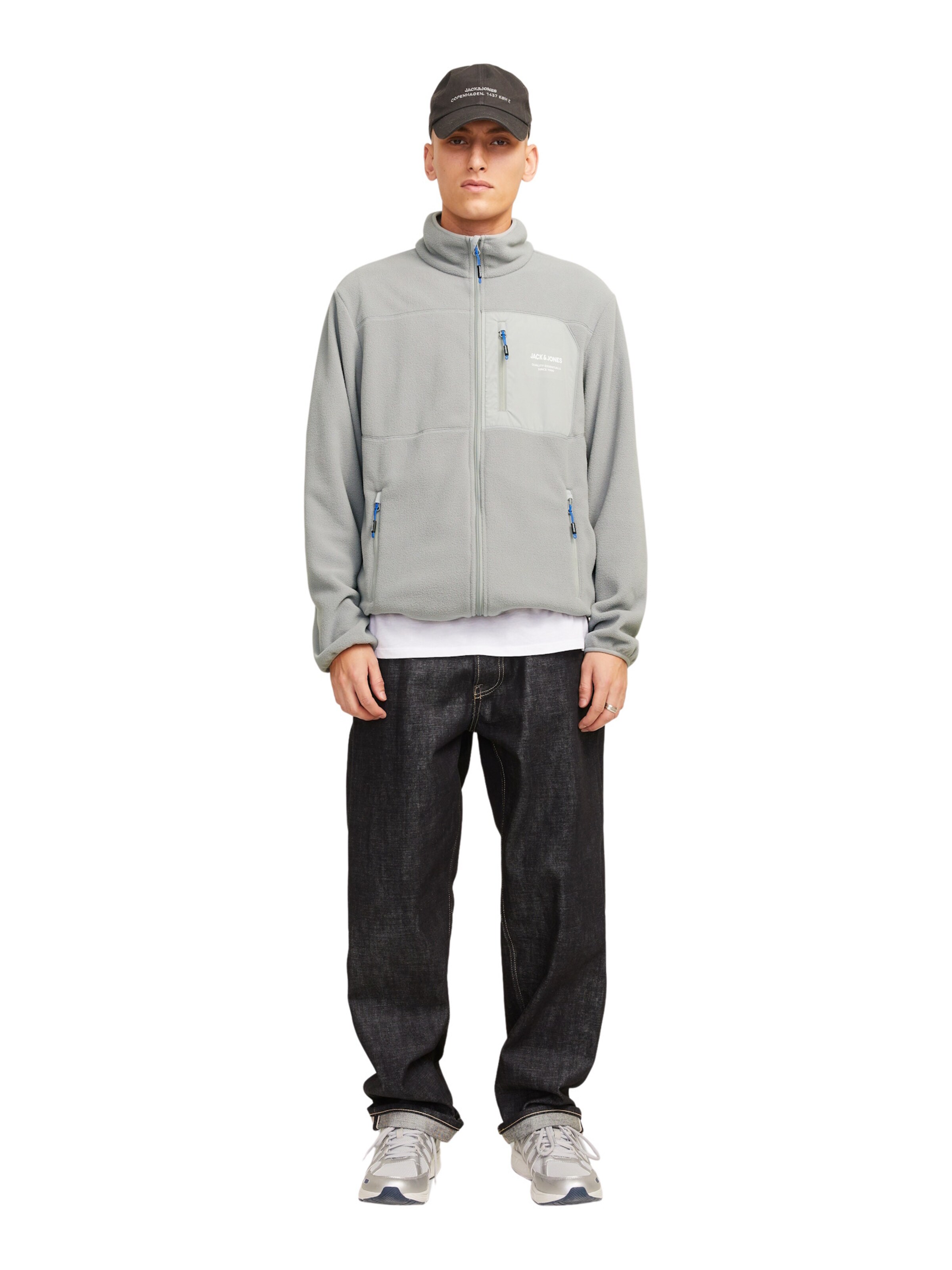 Giacca di pile 'JJTheo' di JACK & JONES in grigio: frontale