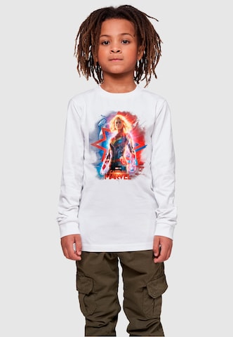 ABSOLUTE CULT Shirt 'Captain Marvel - Poster' in Wit: voorkant