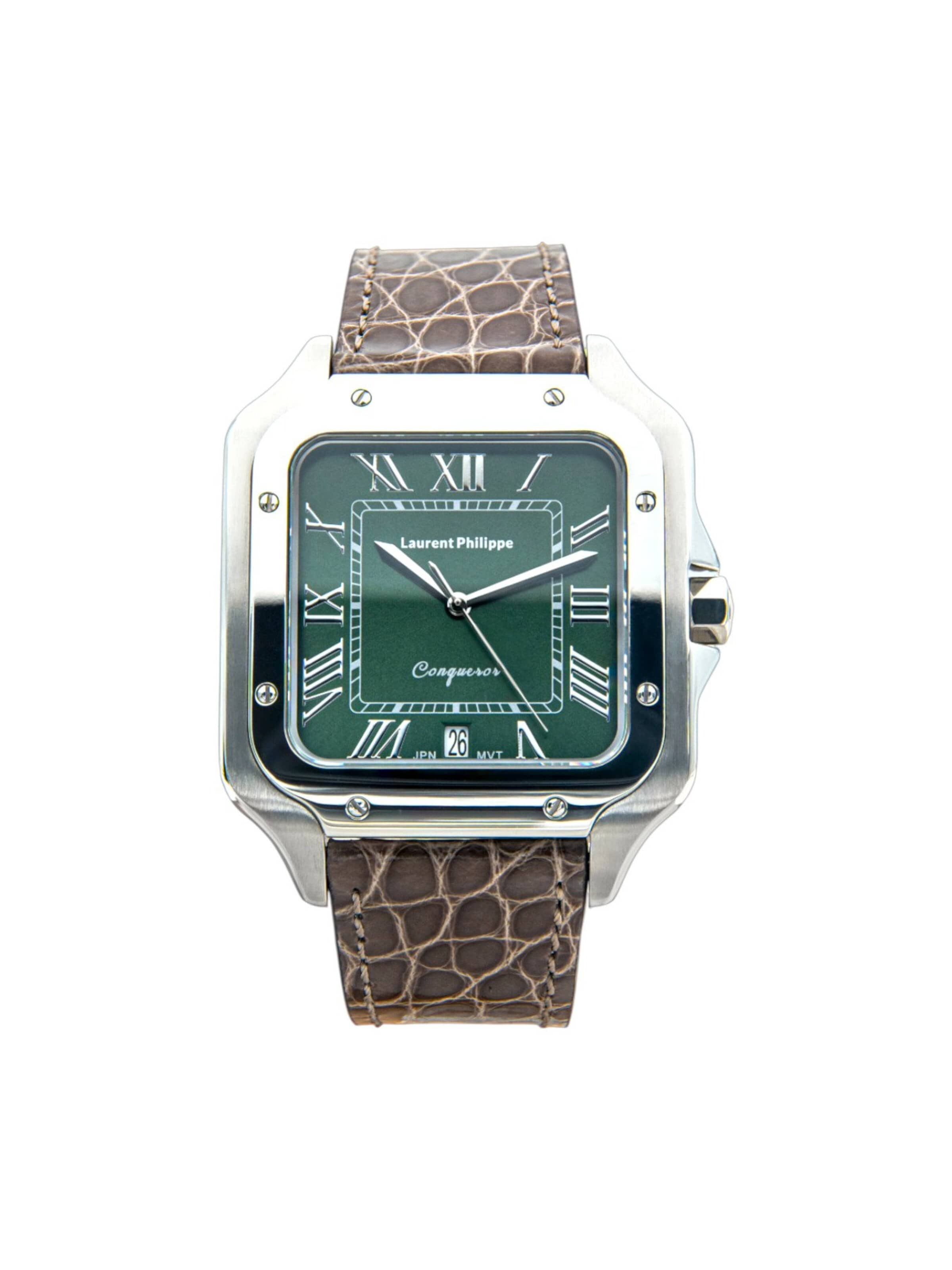 Laurent Philippe Analoog horloge 'Conqueror Emerald – Terra Lux' in Bruin: voorkant