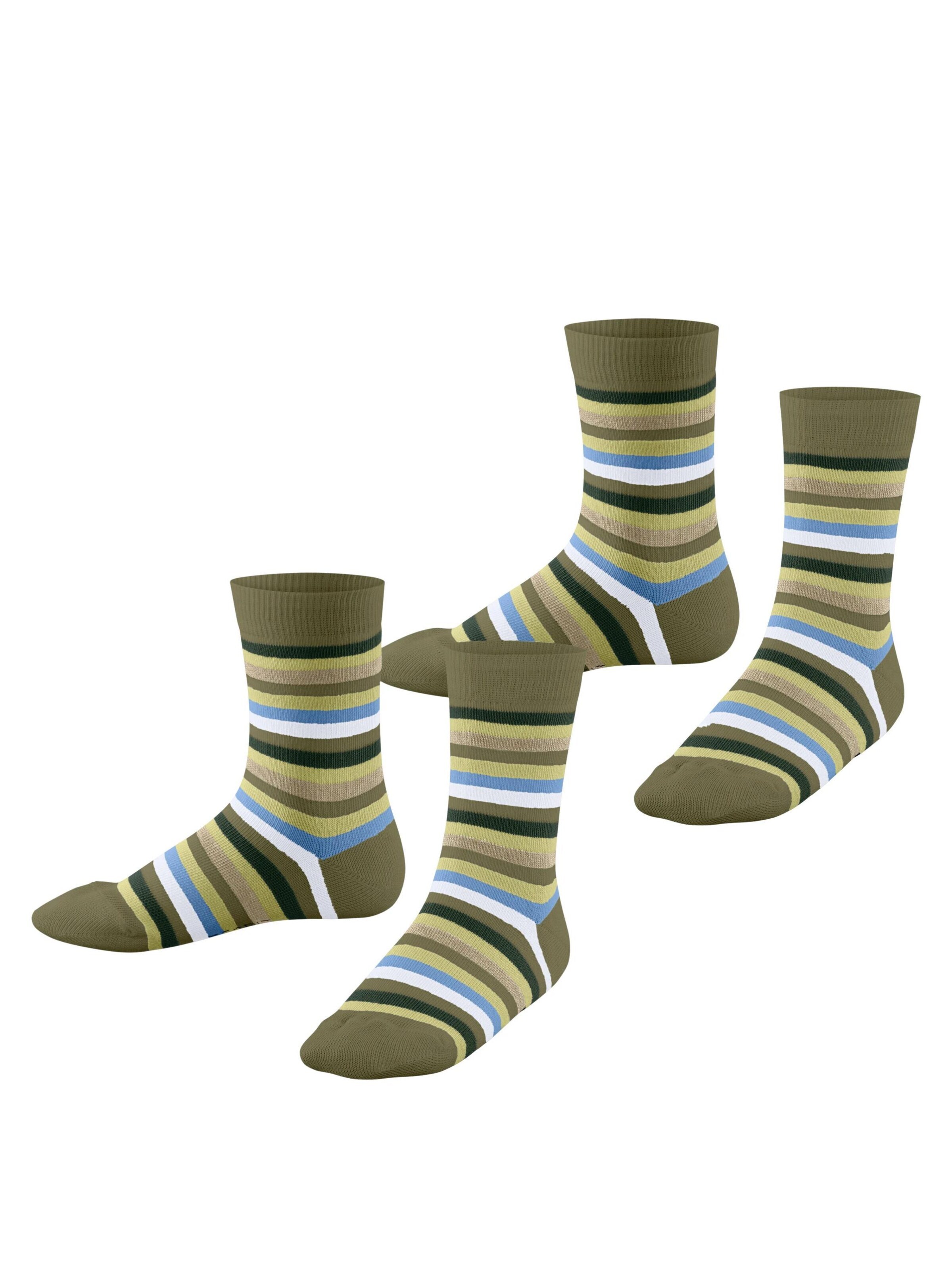 ESPRIT Socks 'Playful Stripe 2-Pack' in Green: front