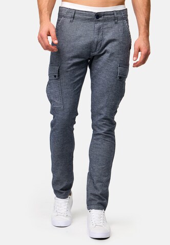 INDICODE JEANS Slimfit Cargobroek 'Safi' in Blauw: voorkant