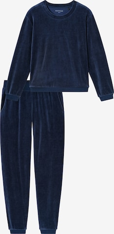 SCHIESSER Pyjama 'Casual Velour' in Blau: Vorderseite