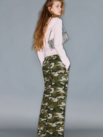 Wide Leg Pantalon Pull&Bear en vert