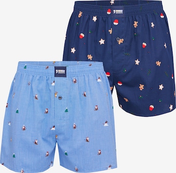 Happy Shorts Boxer ' XMAS ' in Blau: predná strana