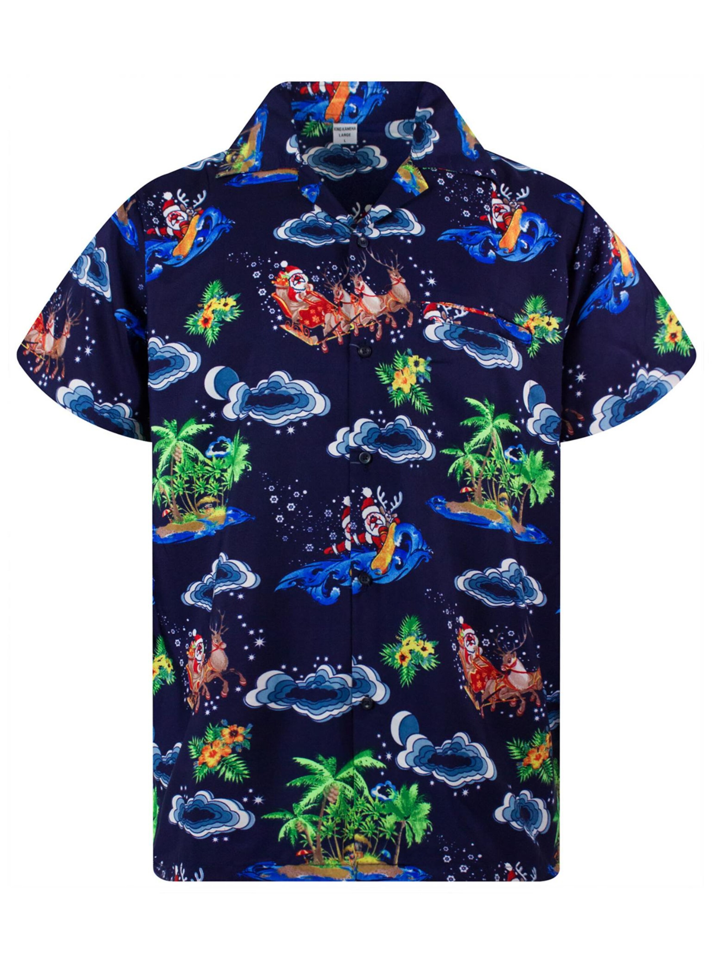 King Kameha Hemd 'Christmas Island'‌‌‌‌‌‌‌‌ in Blau: Vorderseite