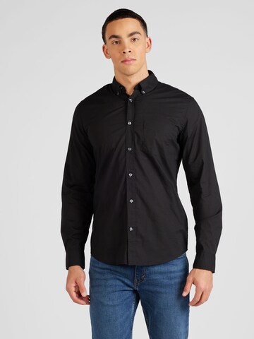 GAP Slim fit Button Up Shirt in Black: front