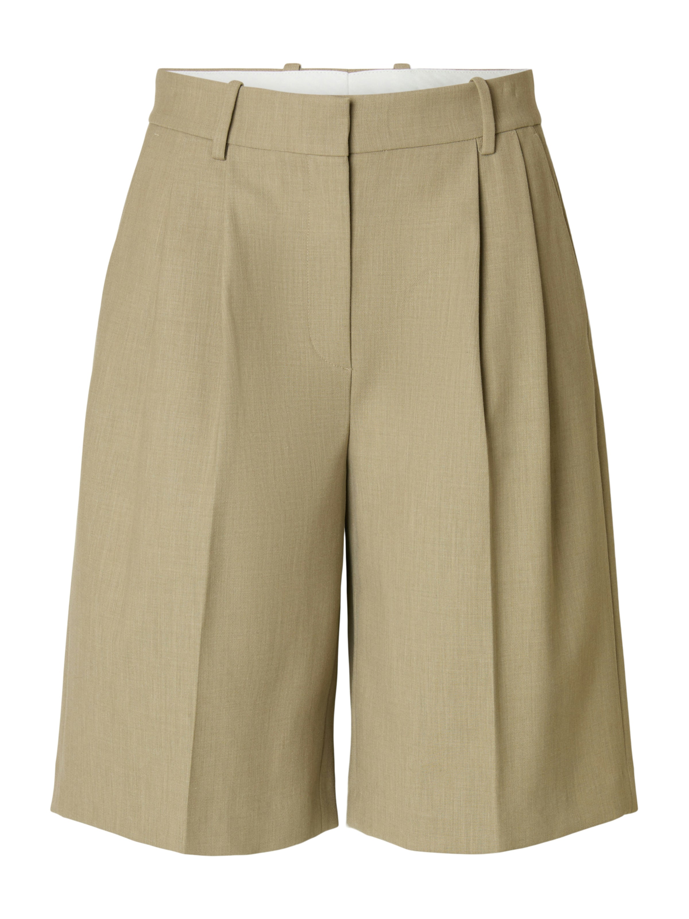 SELECTED - Pierna ancha Pantalón plisado 'SLFRITA' en verde: frente