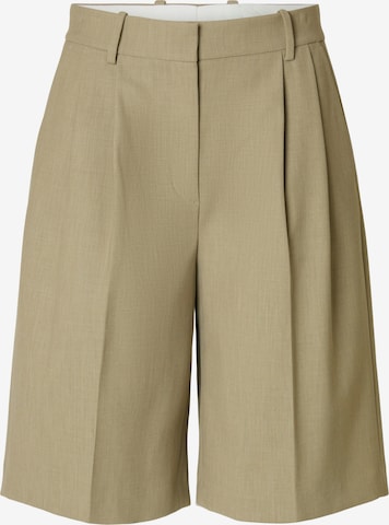 SELECTEDWide Leg/ Široke nogavice Hlače s naborima 'SLFRITA' - zelena boja: prednji dio