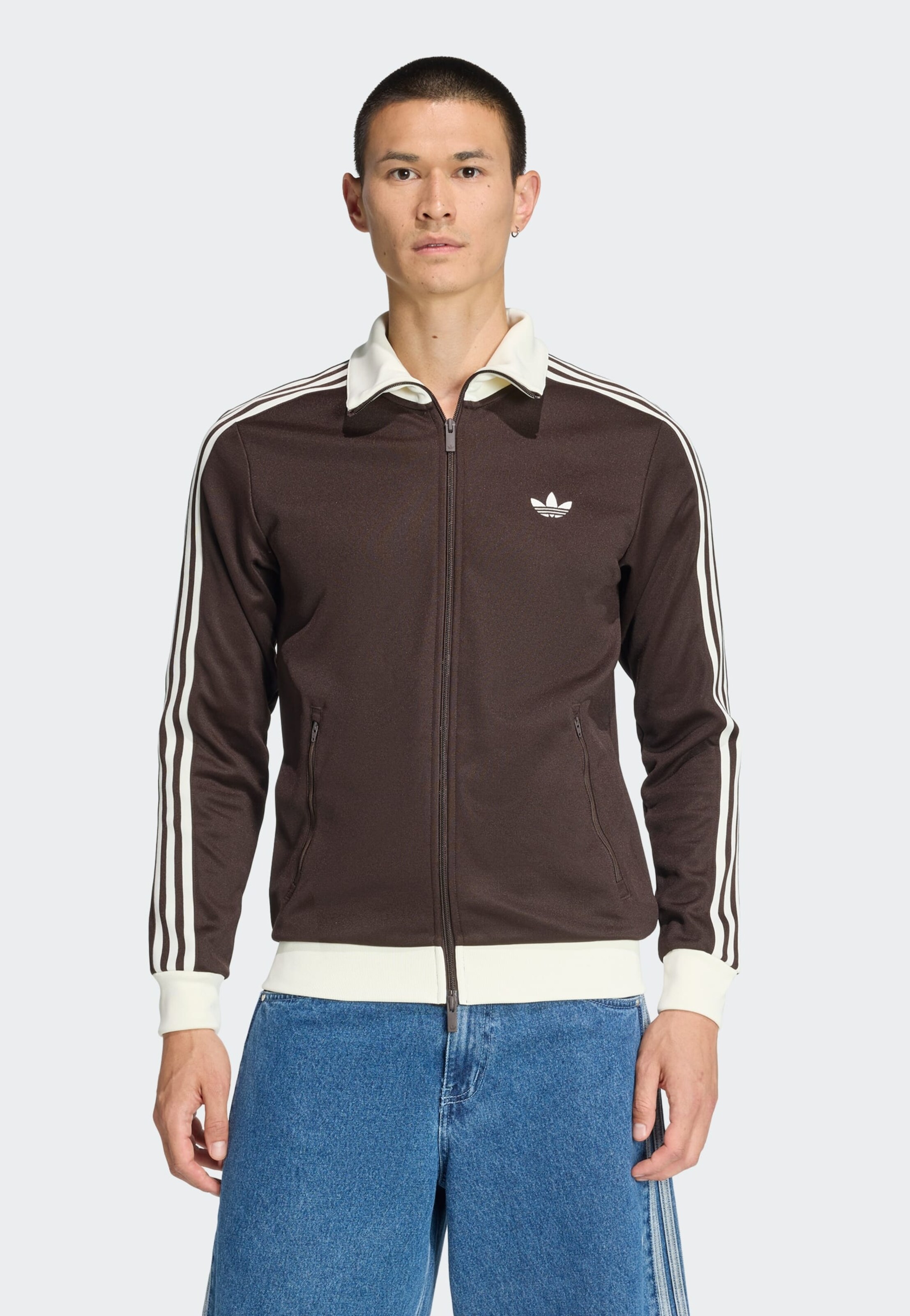 ADIDAS ORIGINALS Zip-Up Hoodie 'Classic' in Chestnut Brown | ABOUT YOU