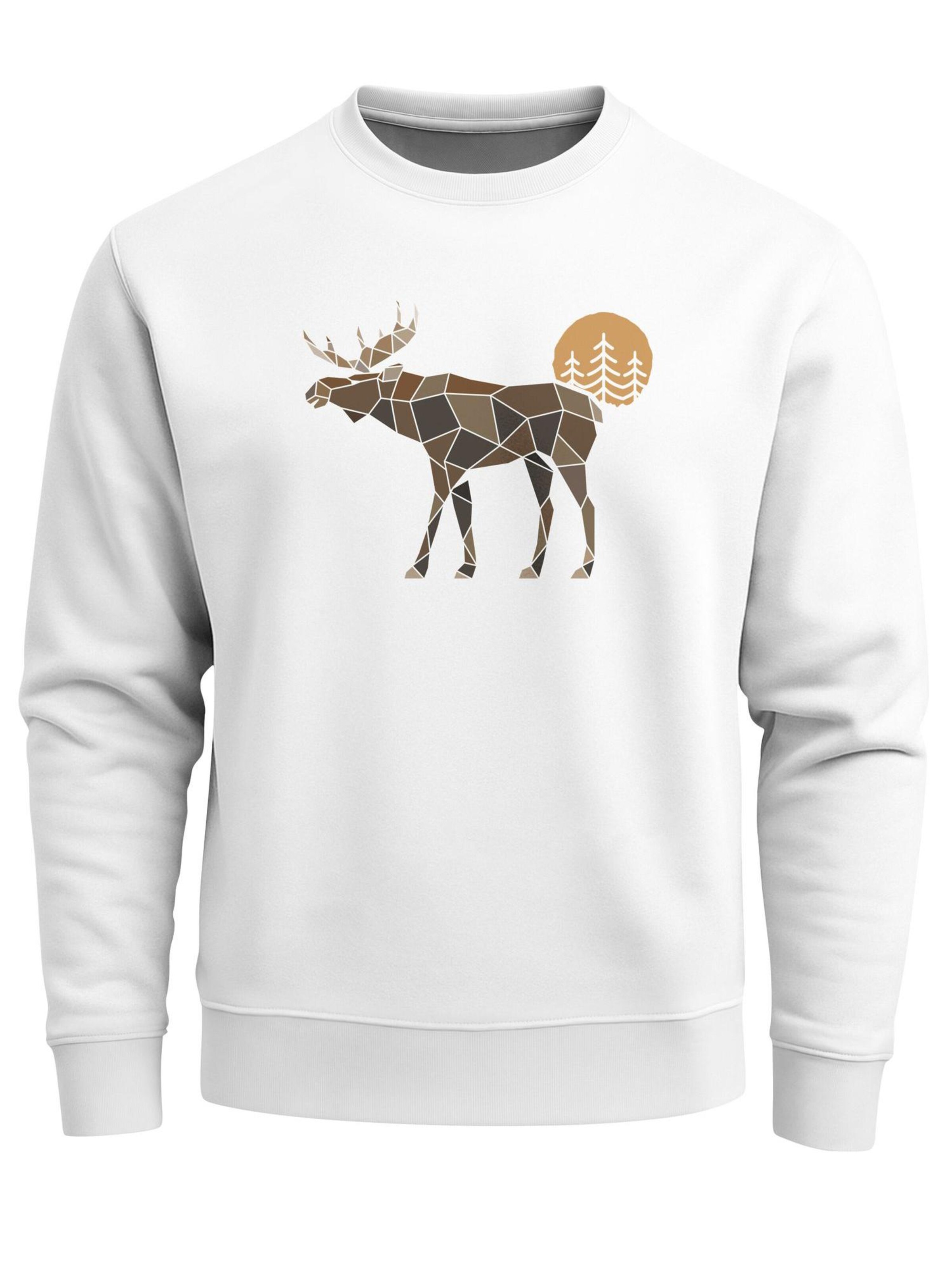 Neverless Sweatshirt 'Elch Polygon'‌‌‌ in Weiß: Vorderseite