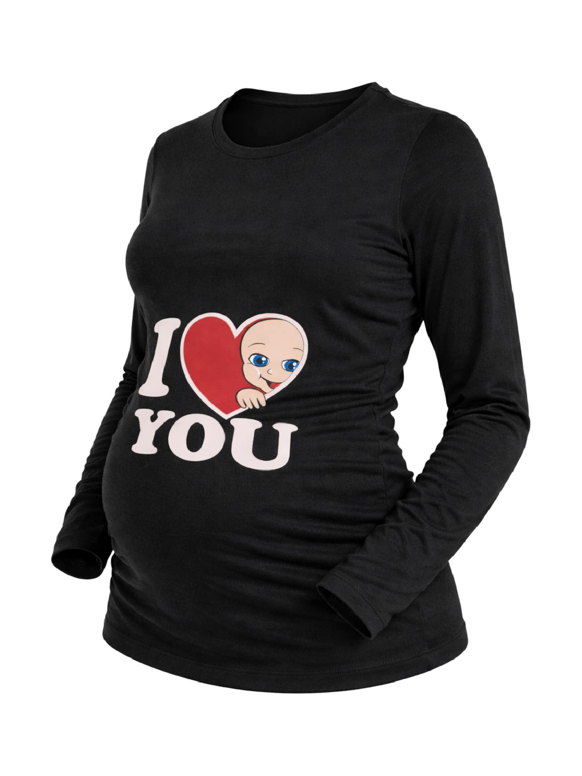 M.M.C. Shirt 'I Love You Umstandslangarmshirt' in Black: front