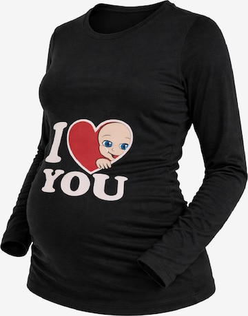 M.M.C. Shirt 'I Love You Umstandslangarmshirt' in Black: front