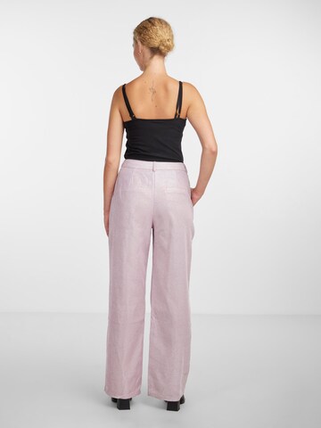PIECES Wide leg Pants 'GLITTY' in Purple