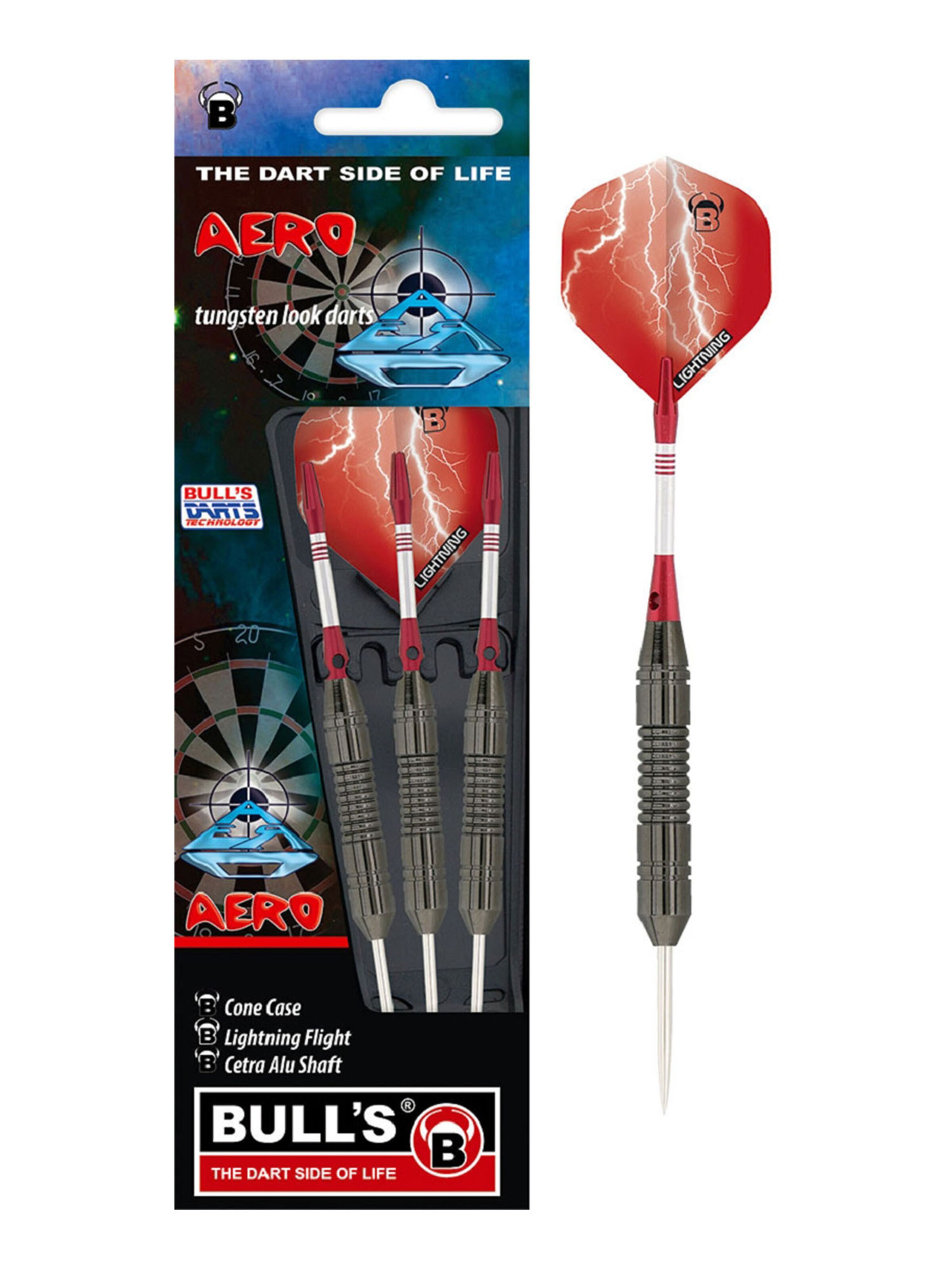 BULL'S Steeldarts ' Aero Brass Dartpfeile Darts-Set Anfänger ' in Rot: Vorderseite
