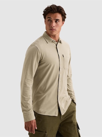 PME Legend Regular fit Overhemd 'Shirt with garment-dye wash and chest pocket' in Beige: voorkant