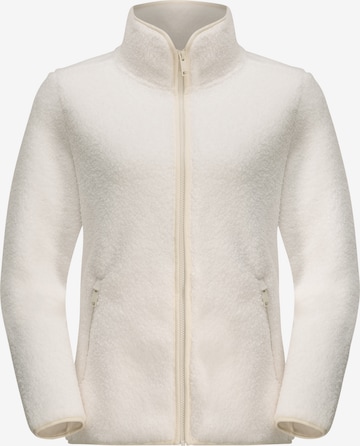 JACK WOLFSKIN Athletic Fleece Jacket in White: front