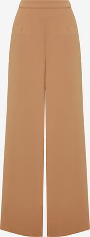 Tussah Wide Leg Bukser 'HOLLY' i beige: forside