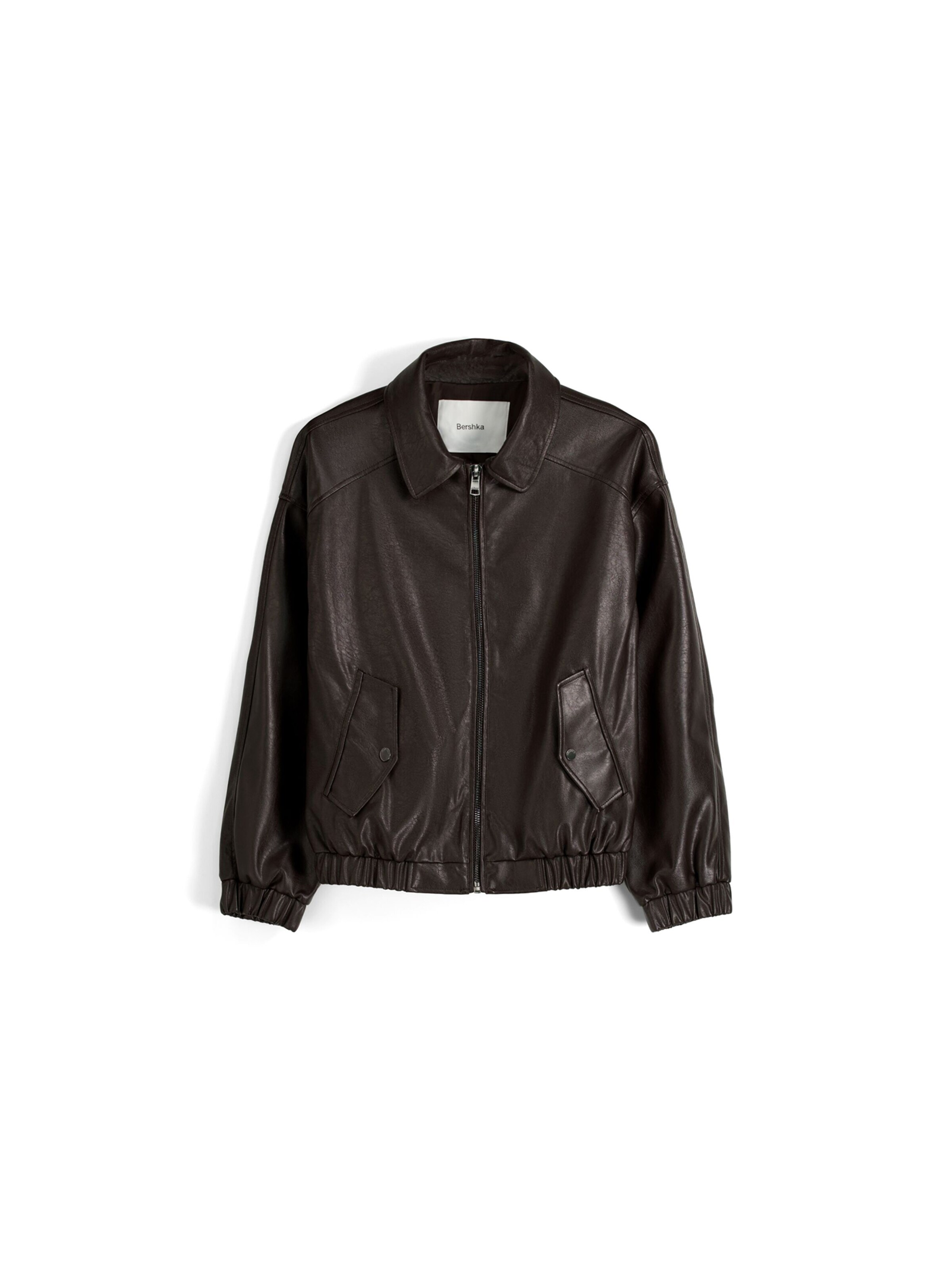 Veste en cuir noir bershka hot sale