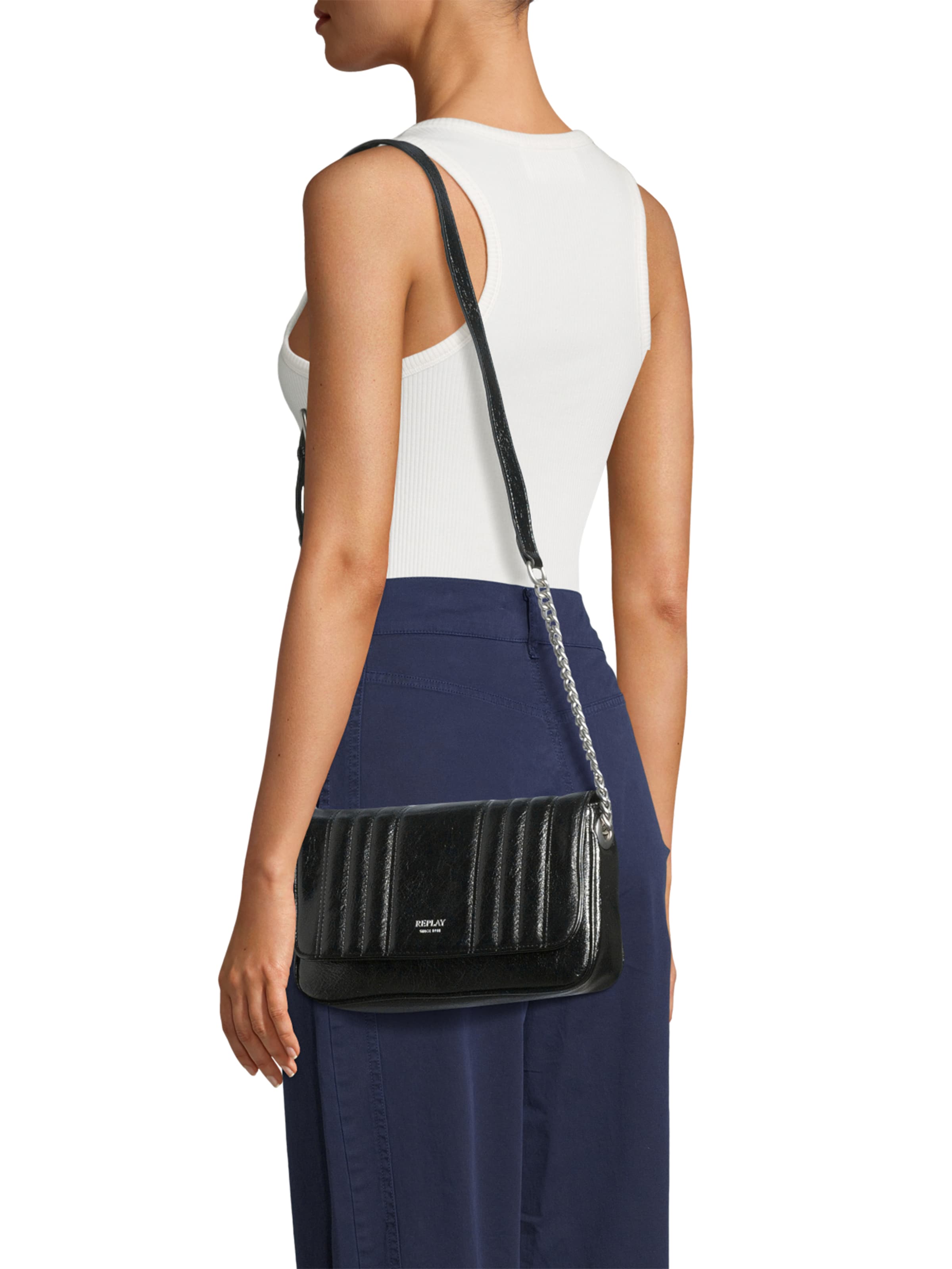 REPLAY Torba na ramię w kolorze czarny