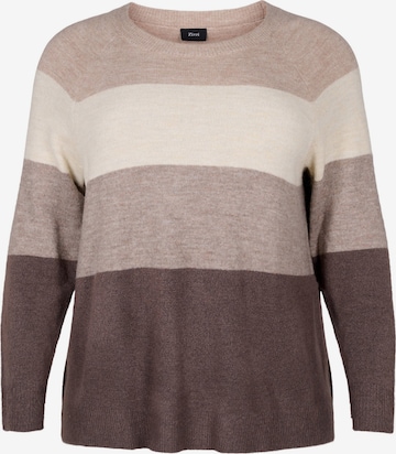 Zizzi Sweater 'MOLIVIA' in Brown: front