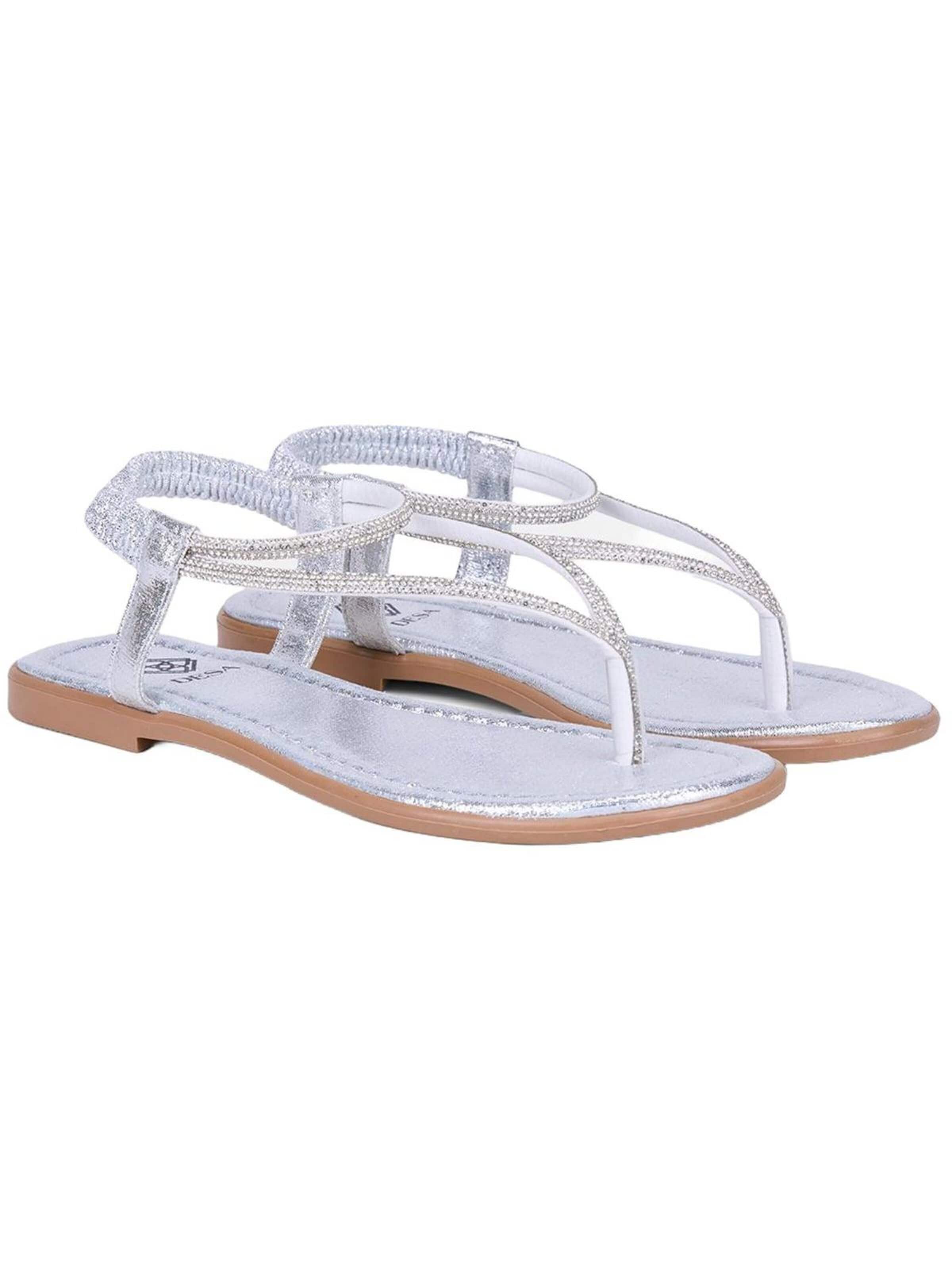 Desa - Sandalias de dedo 'Zehenstegsandalen' en plata: frente
