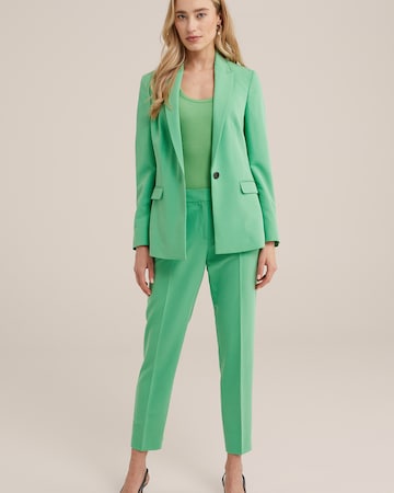 WE Fashion - Slimfit Calças com vincos em verde