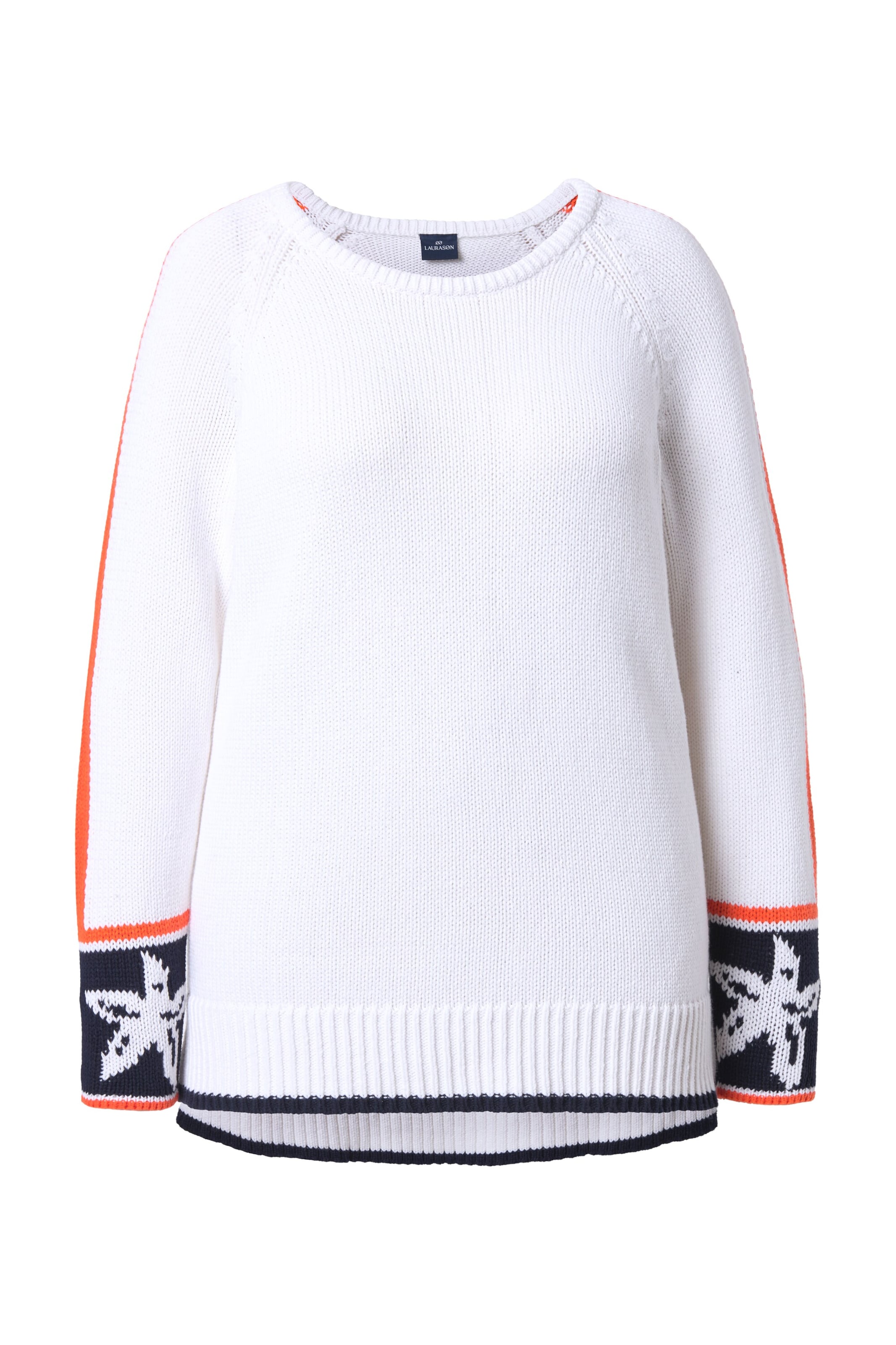 LAURASØN Trui in de kleur Oranje / Zwart / Wit, Productweergave