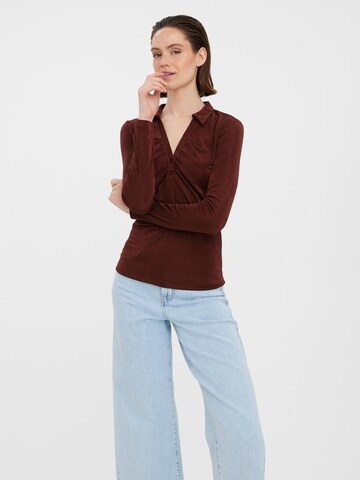 VERO MODA Shirt 'SLINKY' in Brown: front