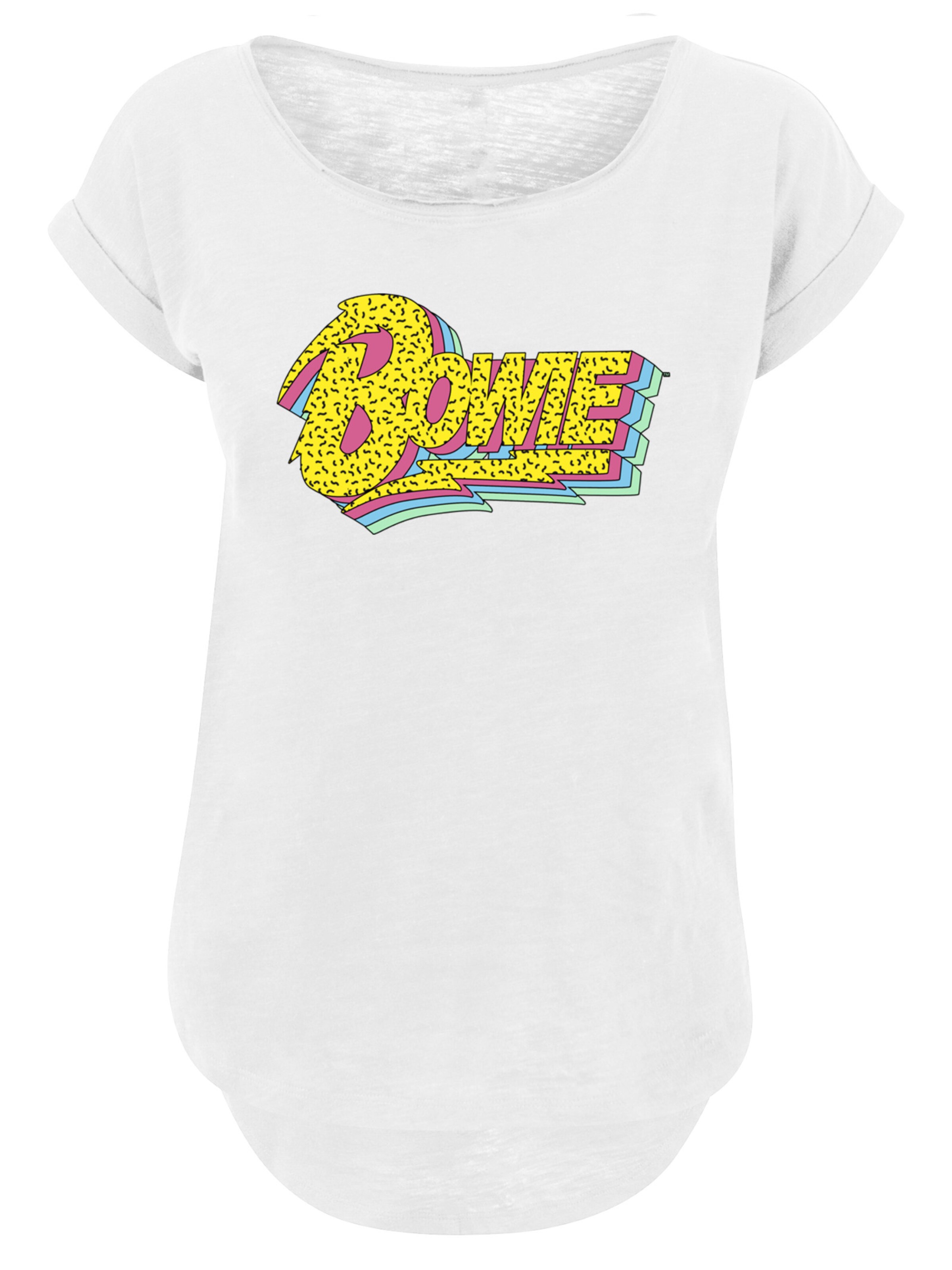 F4NT4STIC Shirt 'David Bowie Moonlight 90s Logo' in Wit: voorkant