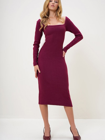 Trend Alaçatı Stili Knitted dress in Wine red, Item view