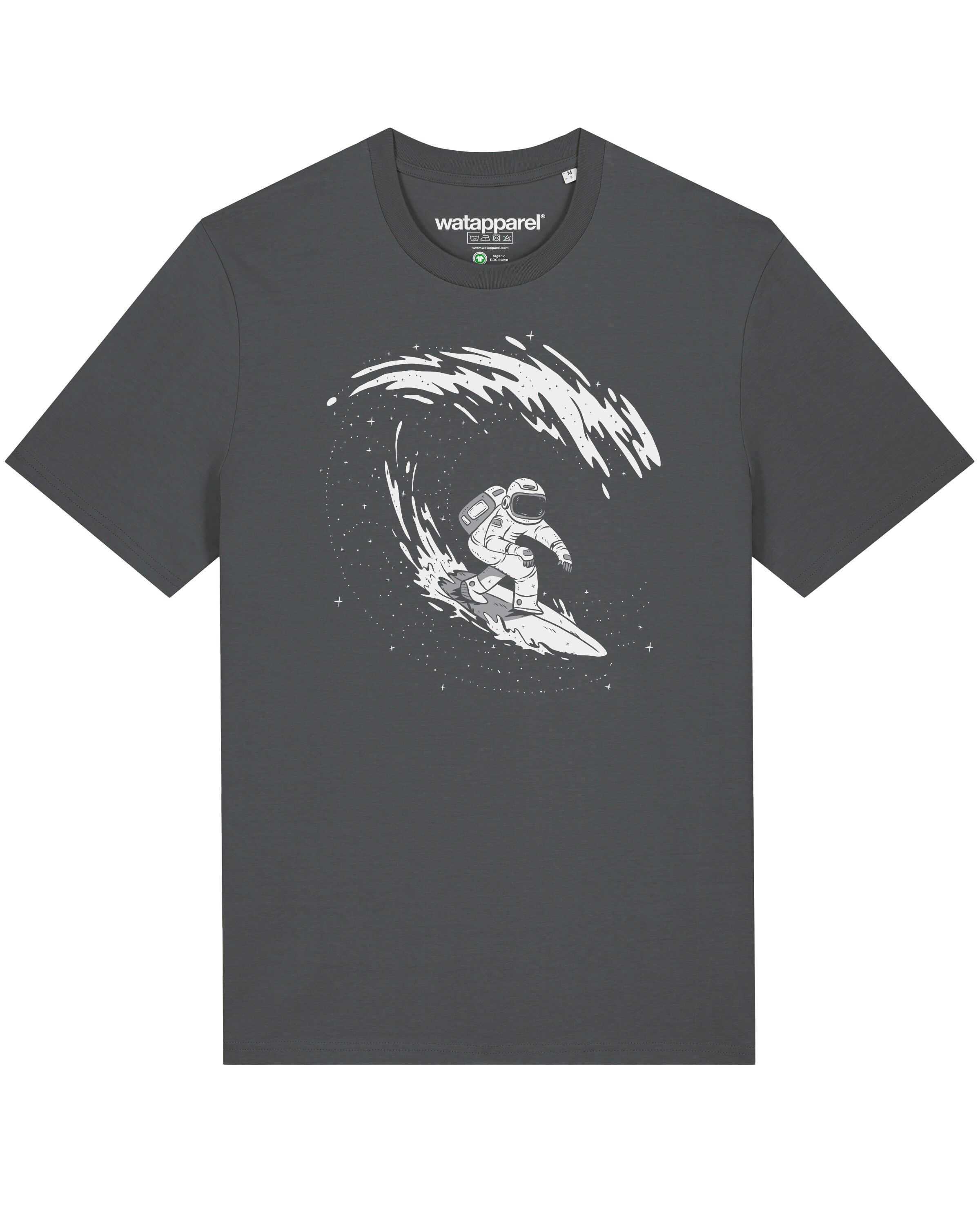 Maglietta ' Surfing Spaceman ' di Watapparel in grigio: frontale