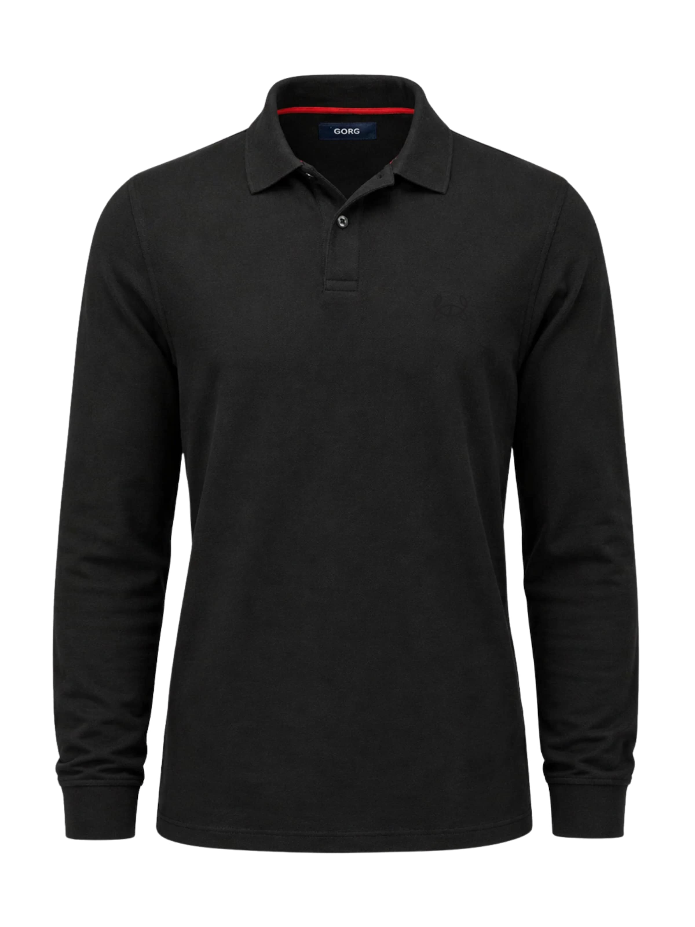 GORG Shirt 'Herren Langarm Poloshirt aus 100% Bio-Baumwolle' in Zwart: voorkant