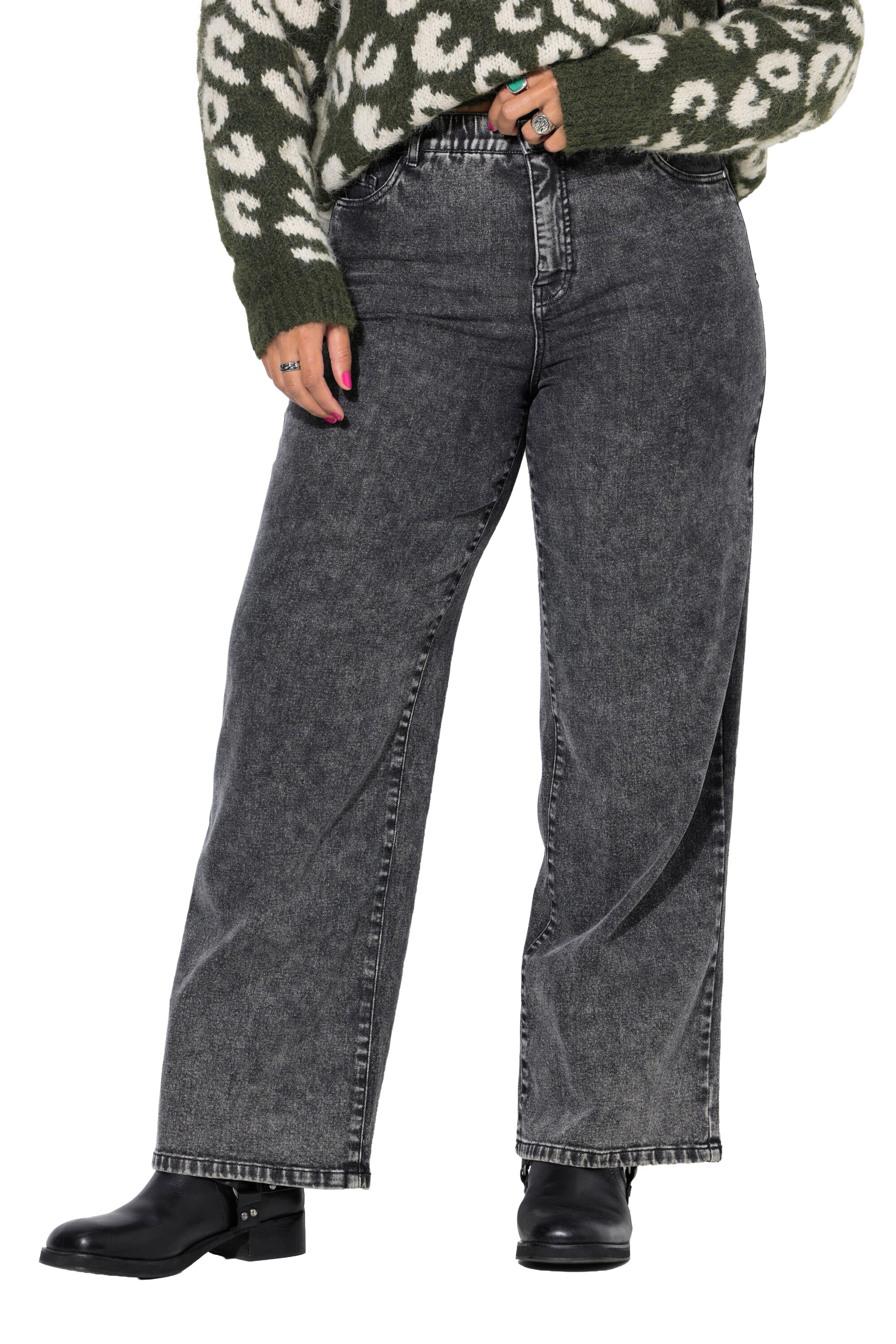 Studio Untold Wide Leg Jeans in Grau: Vorderseite