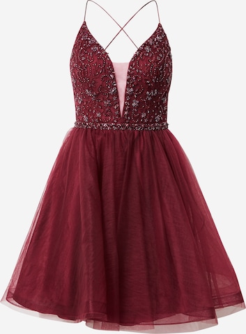 Robe de cocktail Laona en rouge : devant