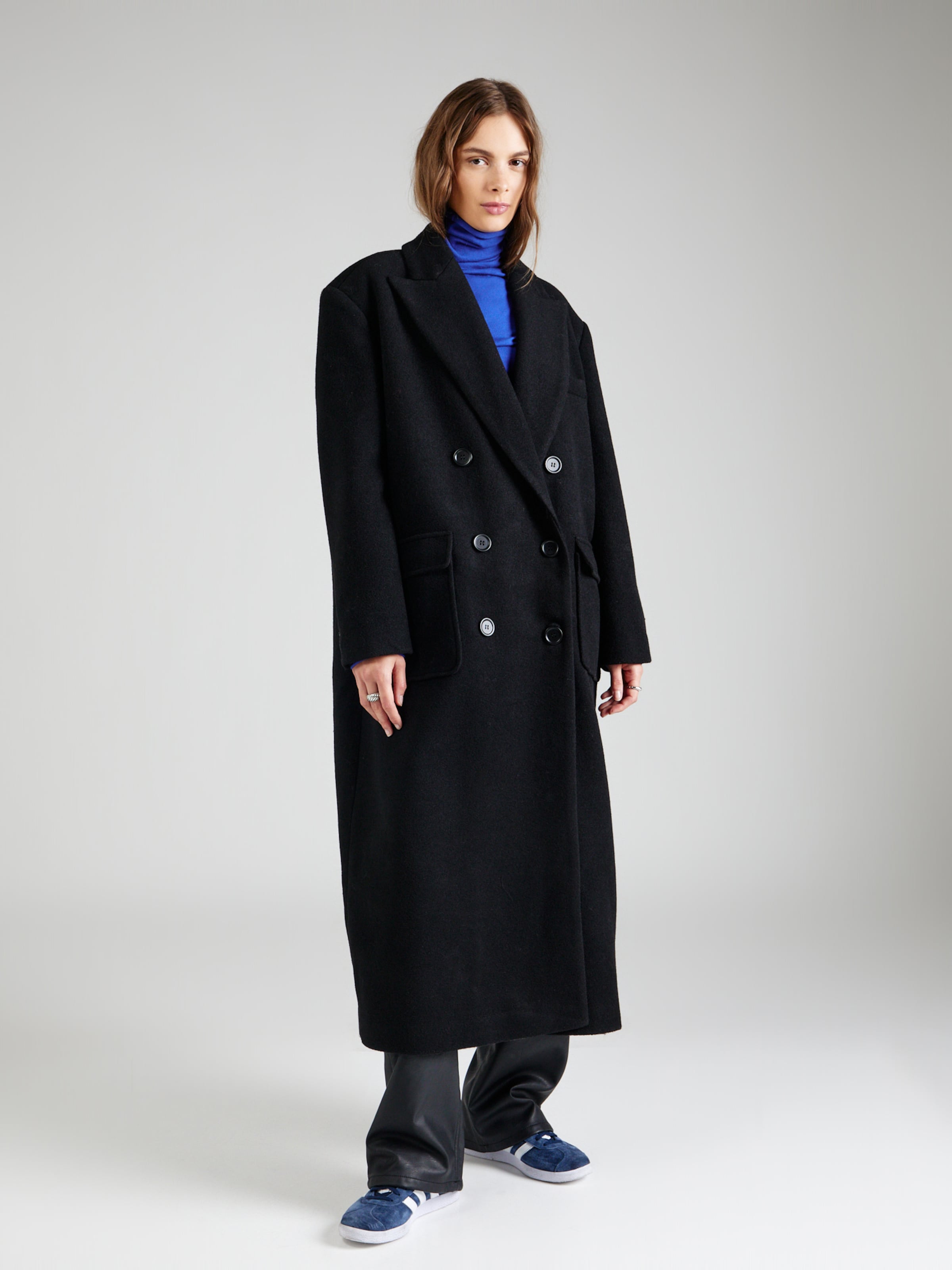Warehouse Between Seasons Coat Crombie in Black ABOUT YOU