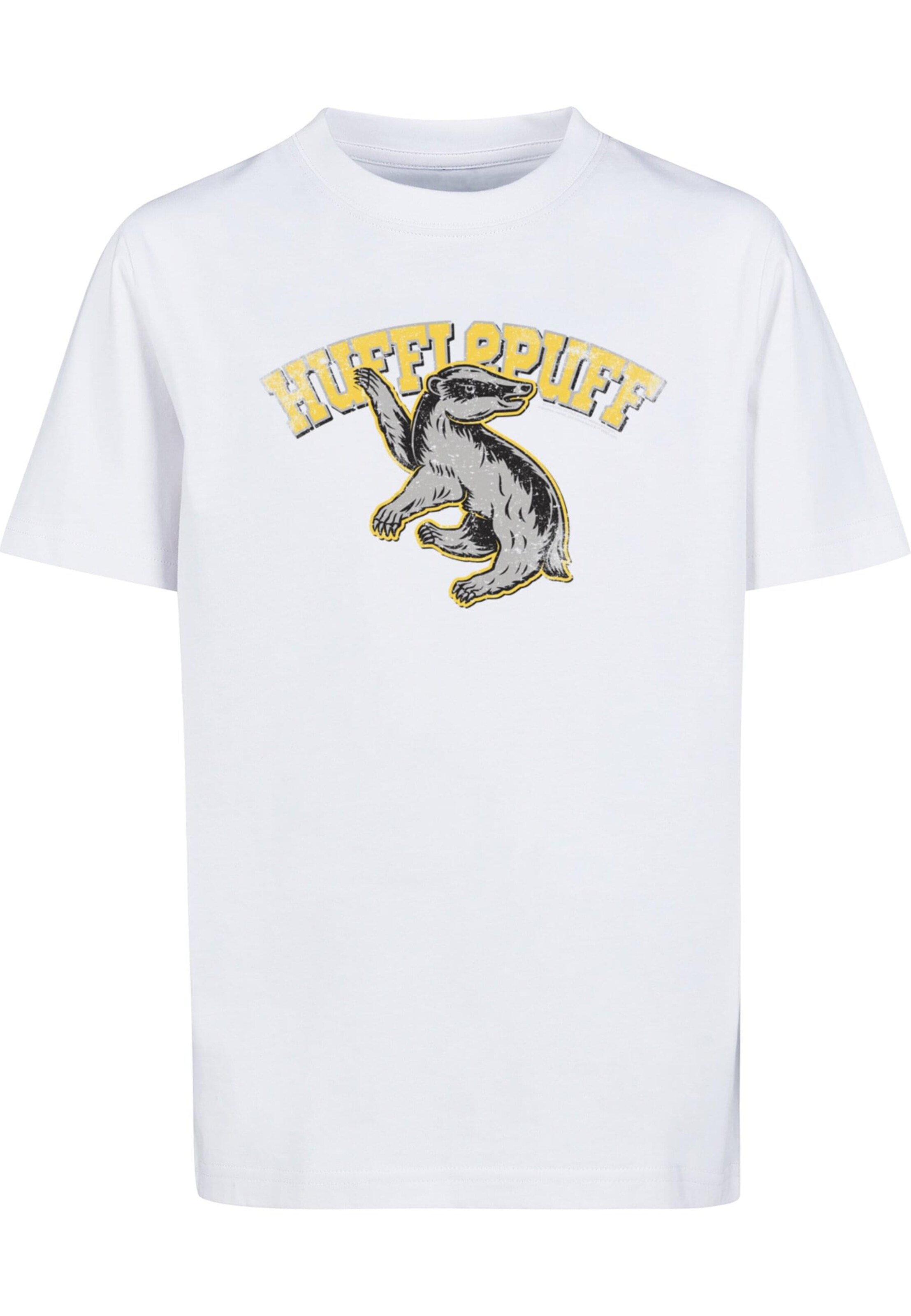 ABSOLUTE CULT Shirt 'Harry Potter - Hufflepuff Sport Emblem' in White: front