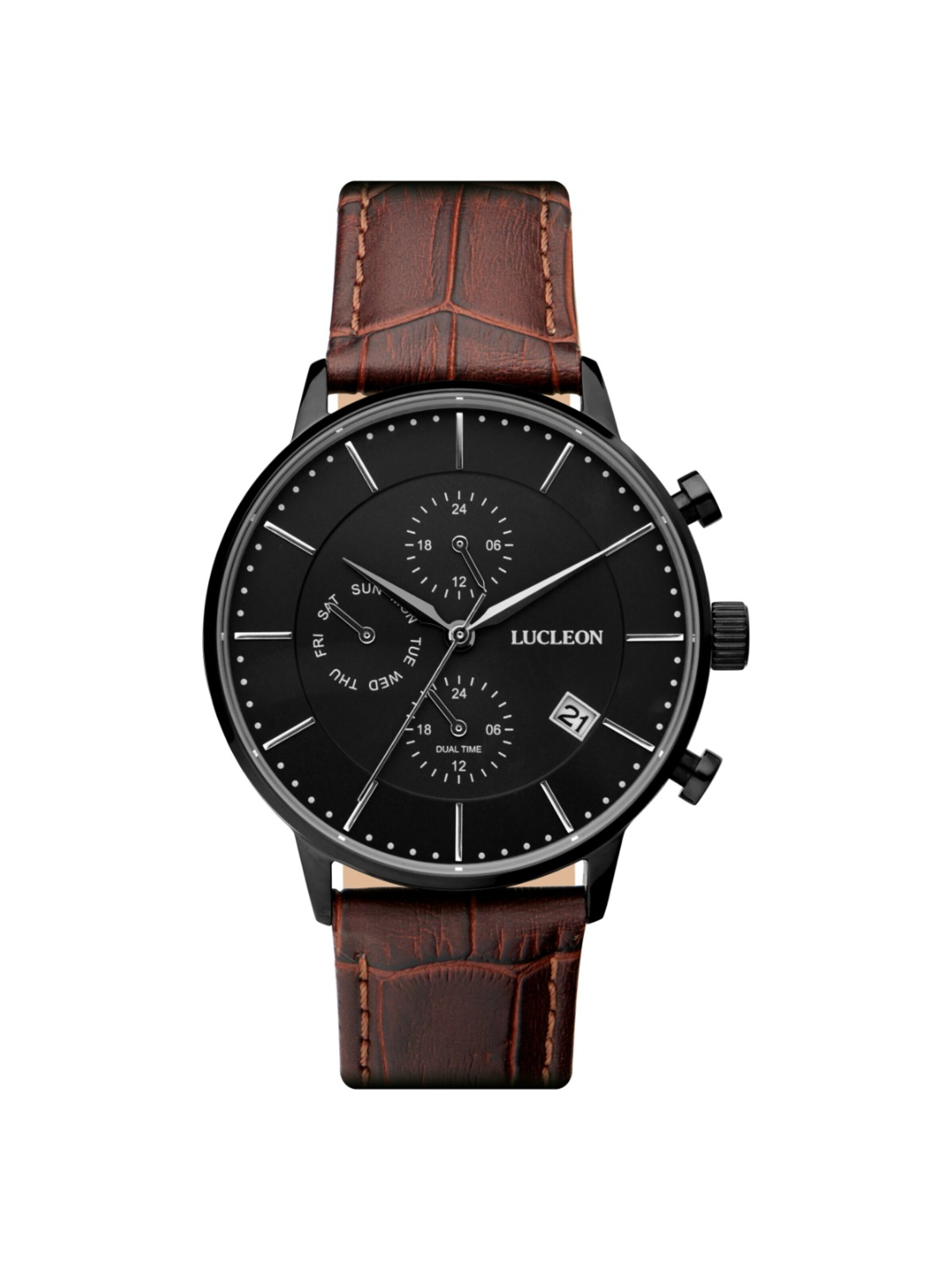 Lucleon Analog watch 'Laurens' in Brown: front