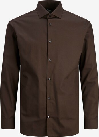 JACK & JONES Slim fit Business Shirt 'Parker' in Brown: front