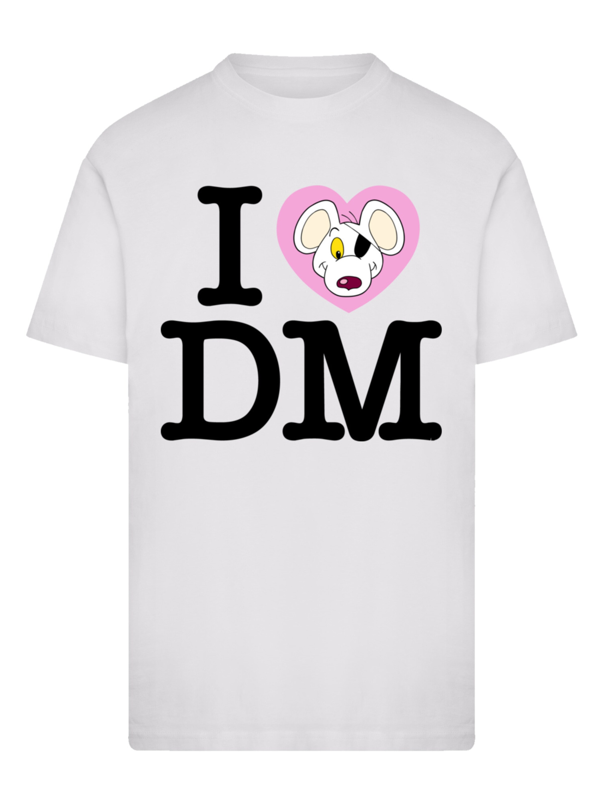 F4NT4STIC Shirt 'Danger Mouse I Love DM' in White: front