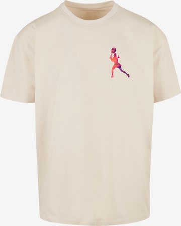 Merchcode Shirt 'Tennis Woman Silhouette' in Beige: voorkant