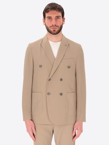 Distretto12 - Ajuste estrecho Chaqueta tipo saco para negocios en beige: frente